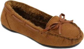AMY Girls Moccasins Slip On Indoor Outdoor Fur Loafer Shoes Slippers
