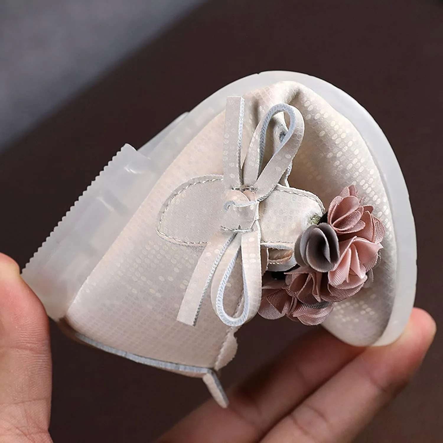 Baby Girl Bright Color Faux PU Shoe Hook and Loop Splicing Mesh Bowknot Sandals Solid Princess Wedding Floral Flat