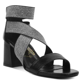 Elasticated Strappy Block Heel Sandals