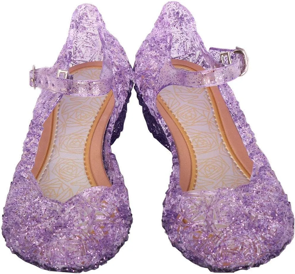 Girls Jelly Sandals Princess Cosplay Dress Up Mary Jane 𝐅lats Heels Dance Par𝘁y Single Shoes for Kids Toddler