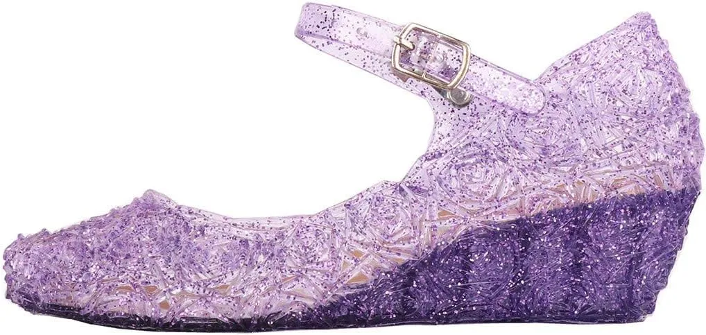 Girls Jelly Sandals Princess Cosplay Dress Up Mary Jane 𝐅lats Heels Dance Par𝘁y Single Shoes for Kids Toddler