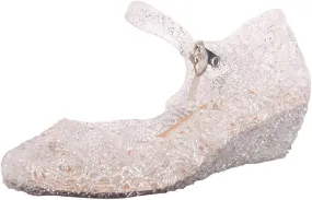Girls Jelly Sandals Princess Cosplay Dress Up Mary Jane 𝐅lats Heels Dance Par𝘁y Single Shoes for Kids Toddler