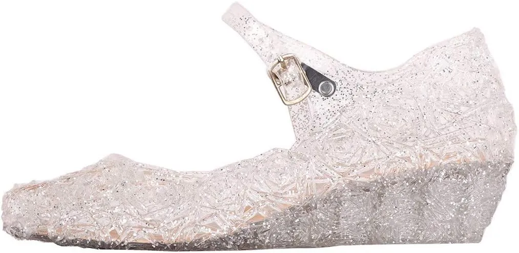 Girls Jelly Sandals Princess Cosplay Dress Up Mary Jane 𝐅lats Heels Dance Par𝘁y Single Shoes for Kids Toddler