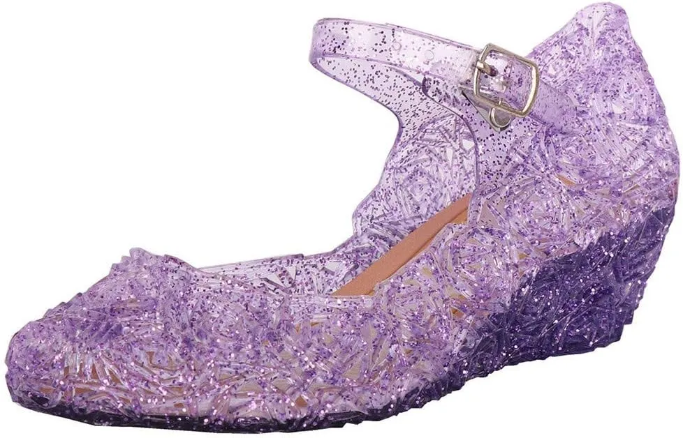 Girls Jelly Sandals Princess Cosplay Dress Up Mary Jane 𝐅lats Heels Dance Par𝘁y Single Shoes for Kids Toddler