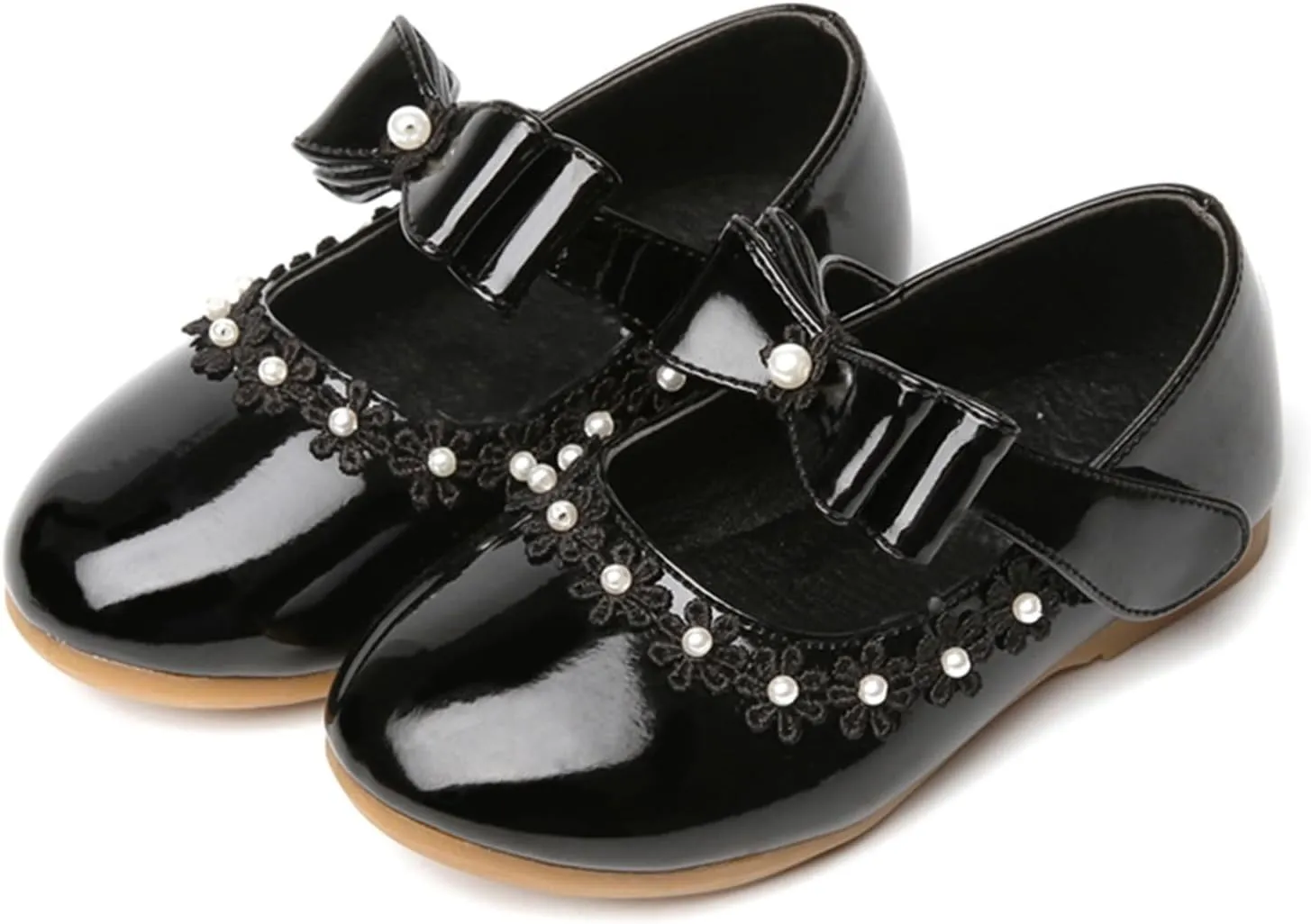 Girls Mary Jane Shoes Leather Soft Sole Ballerina Flat for Wedding Party Dress Up Shoes for Toddler Girls