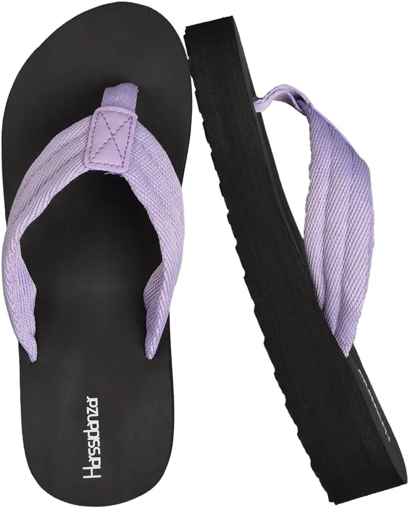 Harssidanzar Womens Platform Wedge Flip Flops Casual Summer Beach Comfortable Thong Sandals SL264US