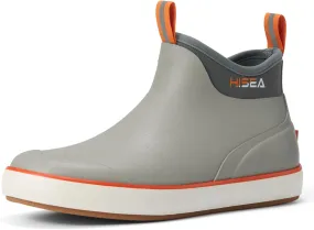 HISEA Men's Deck Boots, Wide Toe Mens Rain Boots Waterproof Fishing Boots Anti-Slip Ankle High Breathable Neoprene Lining Rubber Boots