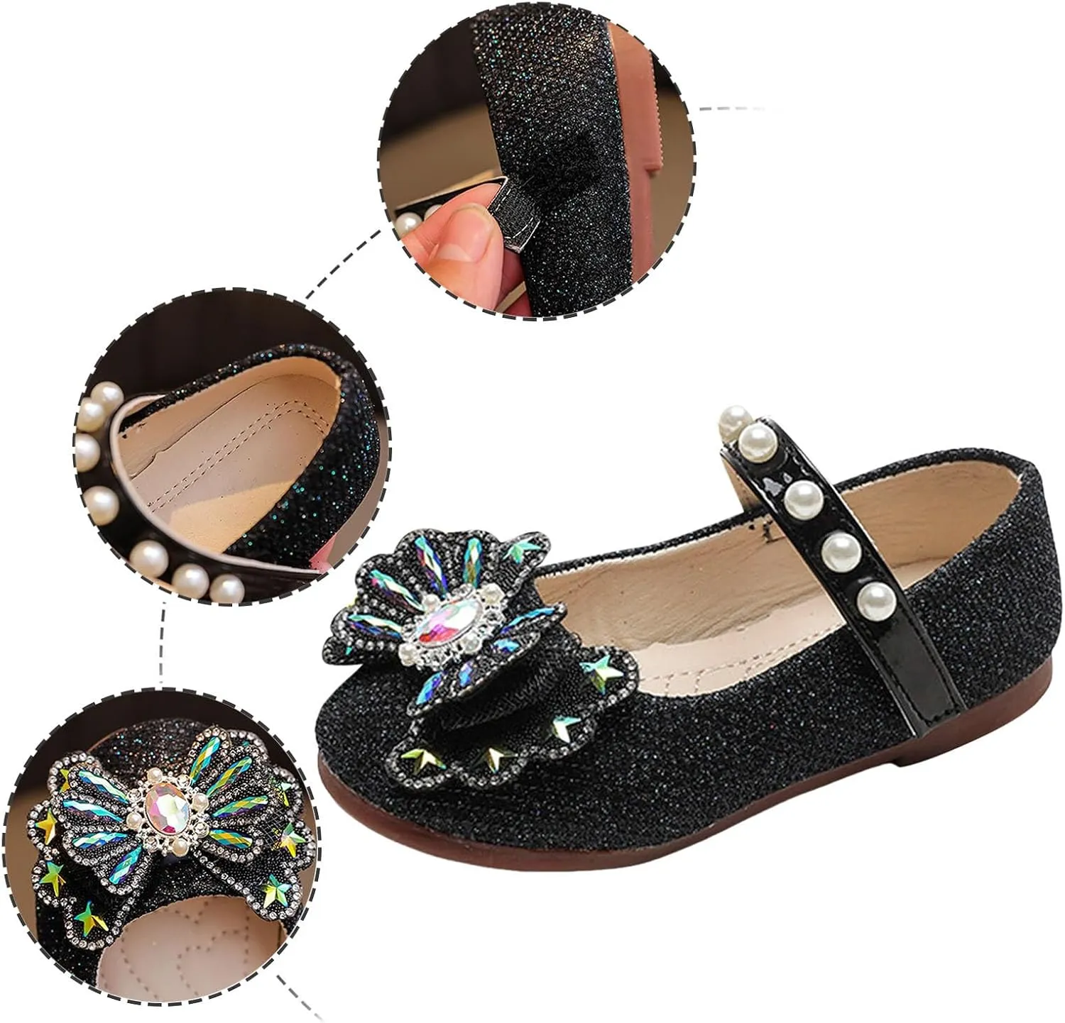 IWIHMIV Girls Dress Shoes Mary Jane Platform Shoe for Girls Non Slip Lightweight Comfortable Party Wedding Flat Shoes