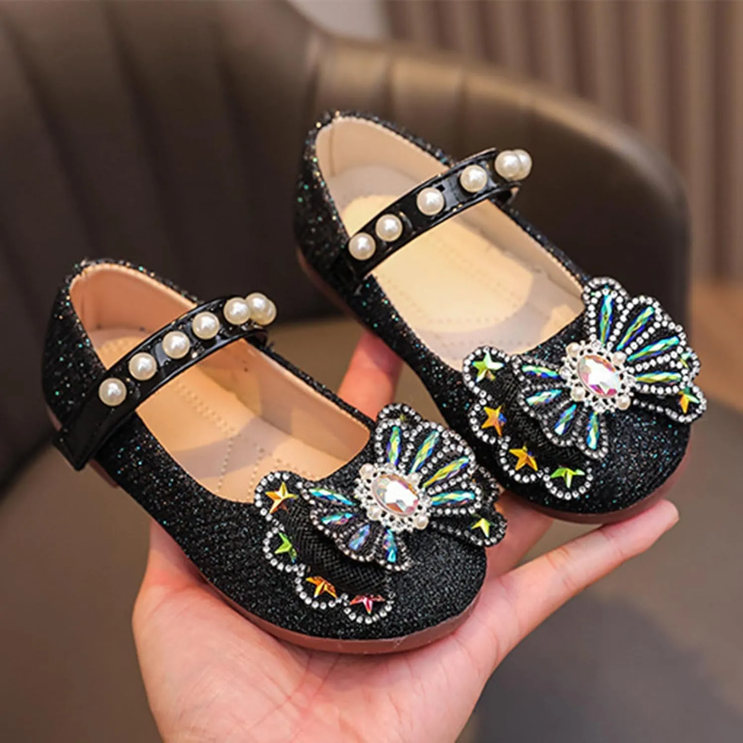 IWIHMIV Girls Dress Shoes Mary Jane Platform Shoe for Girls Non Slip Lightweight Comfortable Party Wedding Flat Shoes