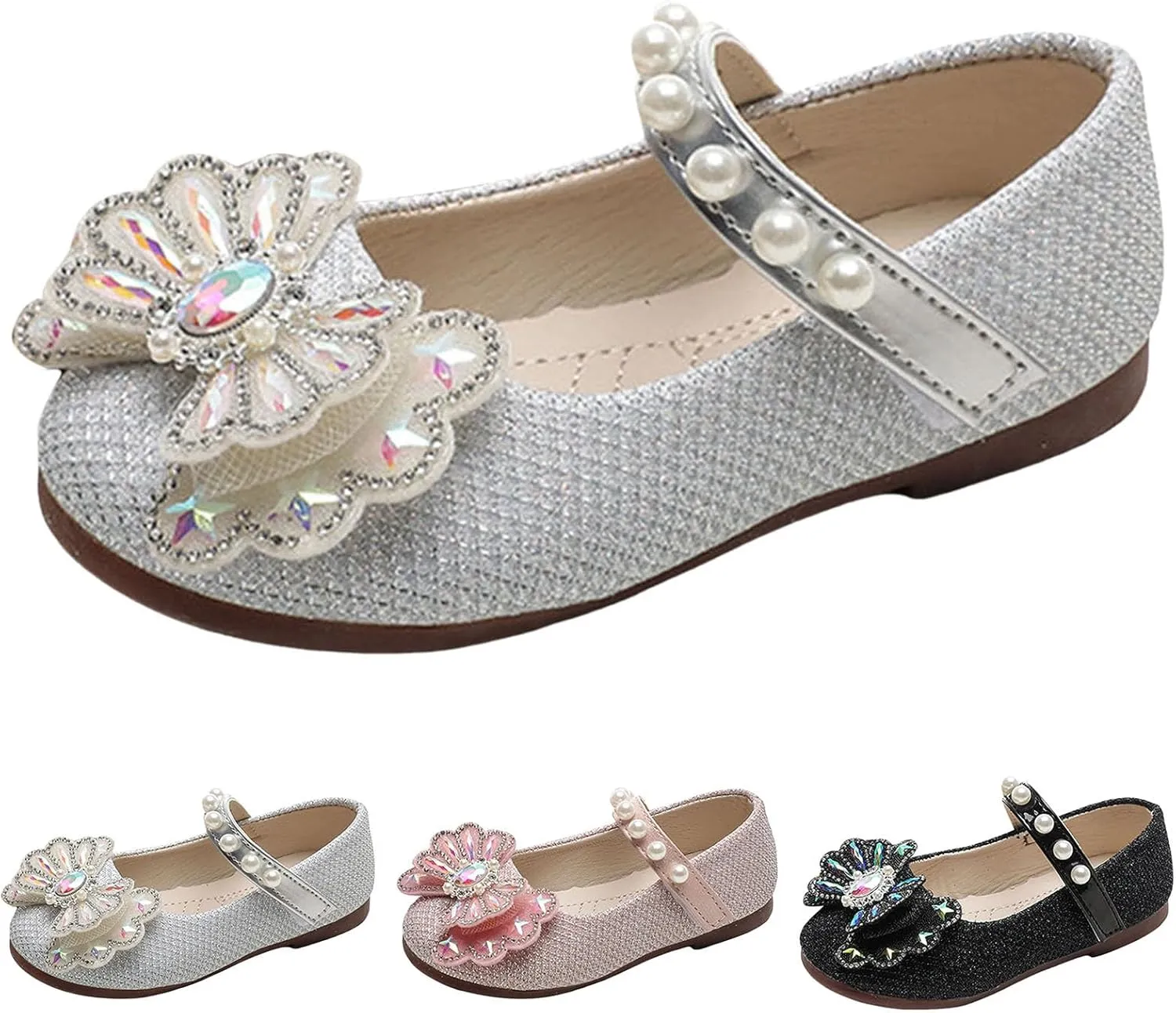 IWIHMIV Girls Dress Shoes Mary Jane Platform Shoe for Girls Non Slip Lightweight Comfortable Party Wedding Flat Shoes