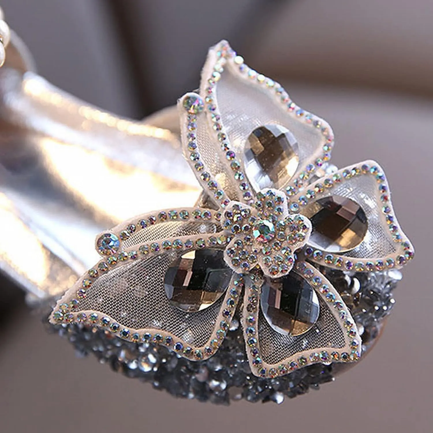 Kids Toddler Girls Rhinestone Butterfly Closed Toe Sandals Baby Ankle Strap Flat Sole Princess Shoes Wedding Shoes