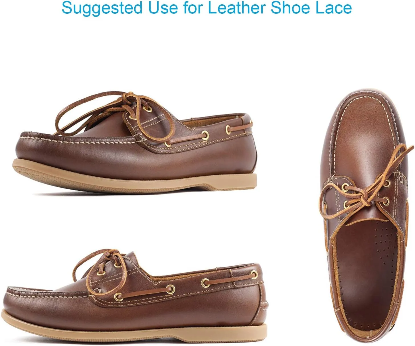 Leather Shoelace Boot Lace Boat Shoe Lacing Kit - 72 Inches Long 3.2mm (1/8") Wide - 1 Needle and 2 Strips