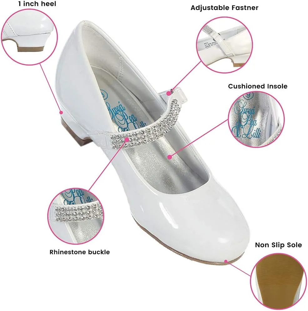 Mary Jane Shoes for Girls Dress Shoes Flower Girl Heels for Church Wedding Easter Christmas Zapatillas para Nias de Vestir