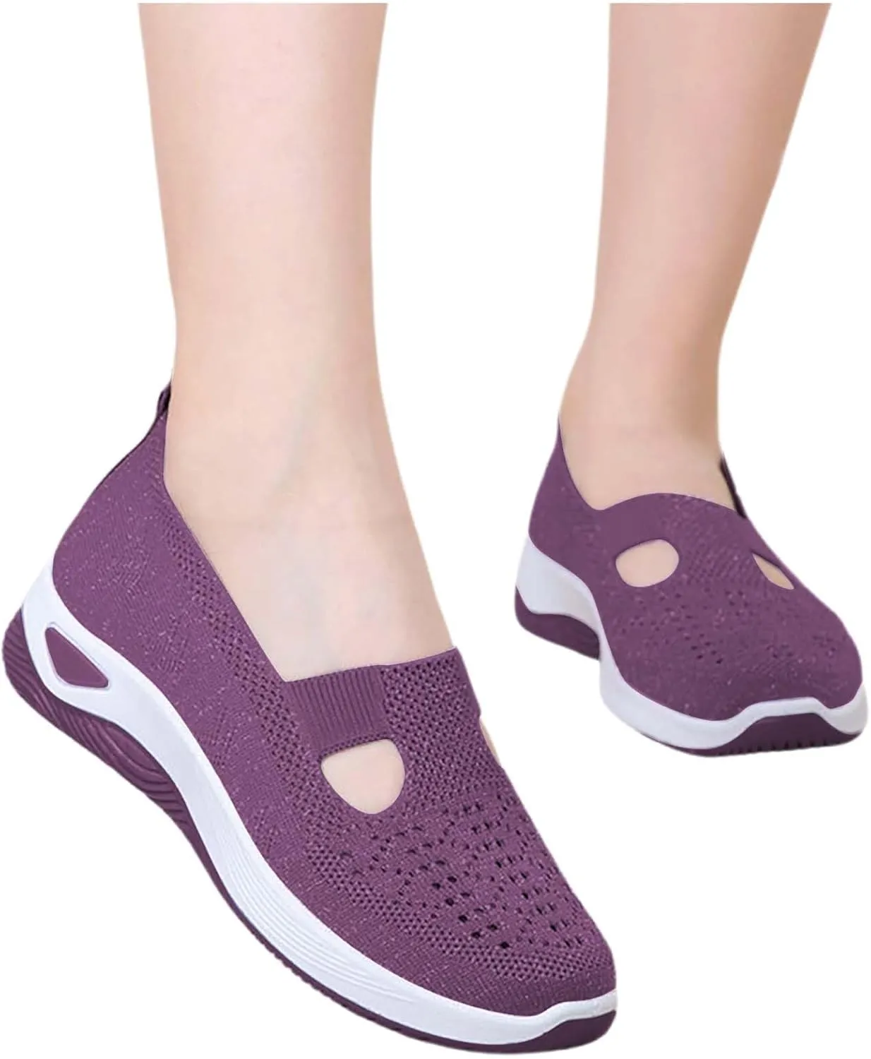 Orthopedic Shoes for Women Woven Slip on Walking Running Shoes for Women Fashion Brown Casual Shoes Wedge Sneakers Waterproof Tennis Shoe Loafers Dress Shoe