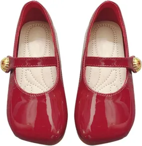 Toddler Girl Mary Jane Flat with Hook and Loop Straps, Dress Shoes, Girls' Shoes for School, Weddings and Casual Wear