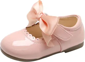 Toddler Girls Slip On Shoes Baby Girl Kids Cute Princess Shoes Fashion Bow Hollow Out Non-Slip Leather Flats Shoes T-177 Pink 5