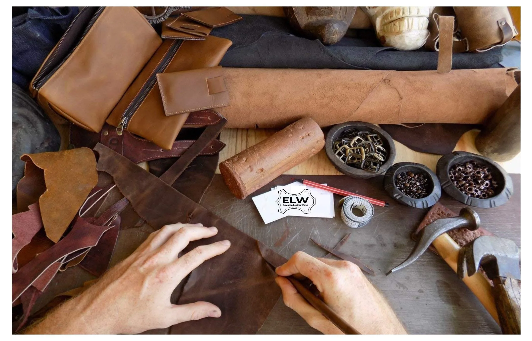 Vegetable Tan Tooling Cowhide Leather Scraps Light 3-6 oz. (1-2.4mm) Thickness