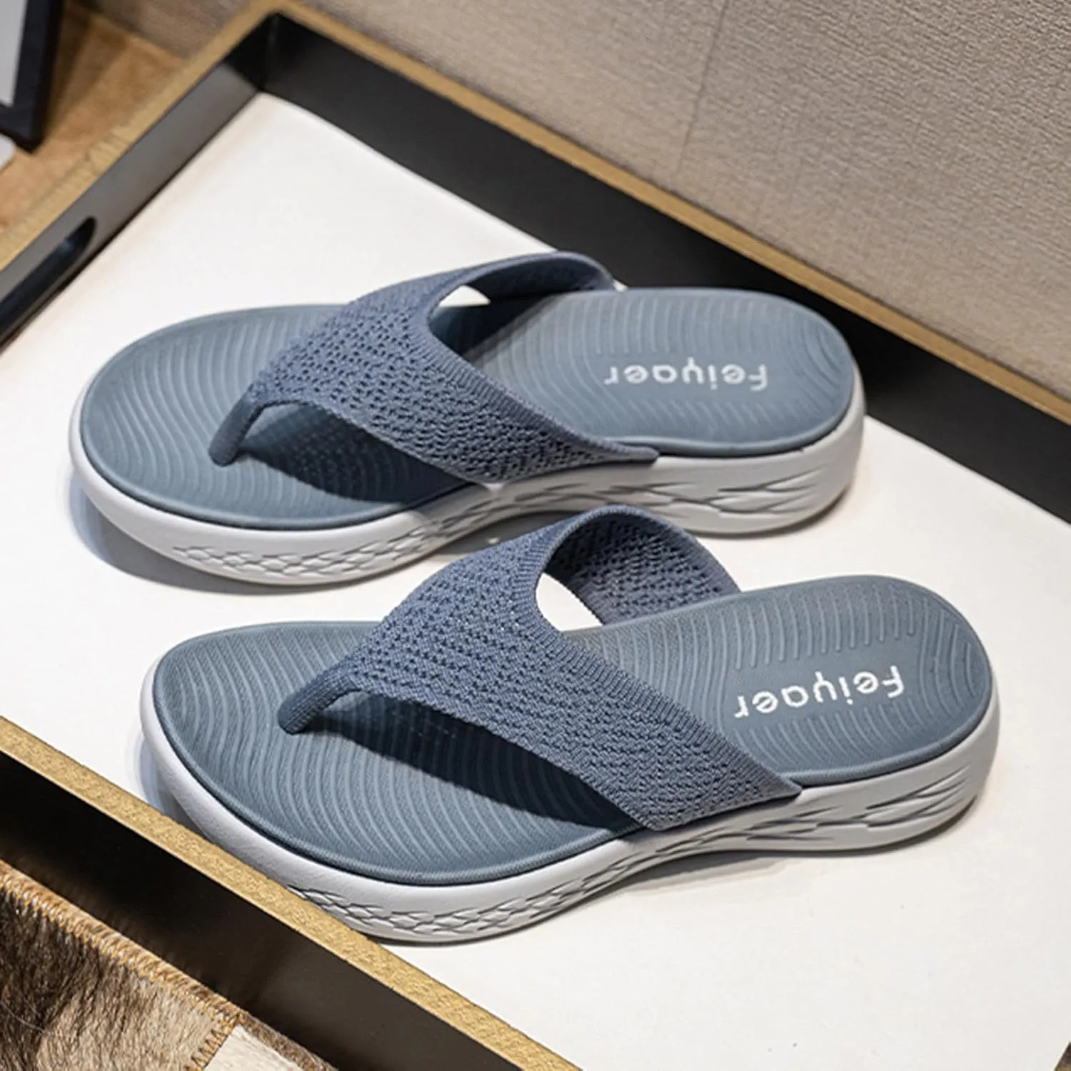 Women Shoes Wedge Thick Soled Flip Flops Fashionable Outdoor Beach Sandals Women Lime Glitter Thong Strap Sandals