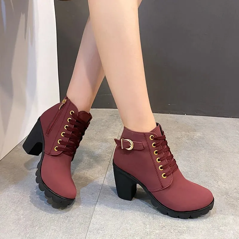 Women's Charlotte Lace-Up Heel Boots