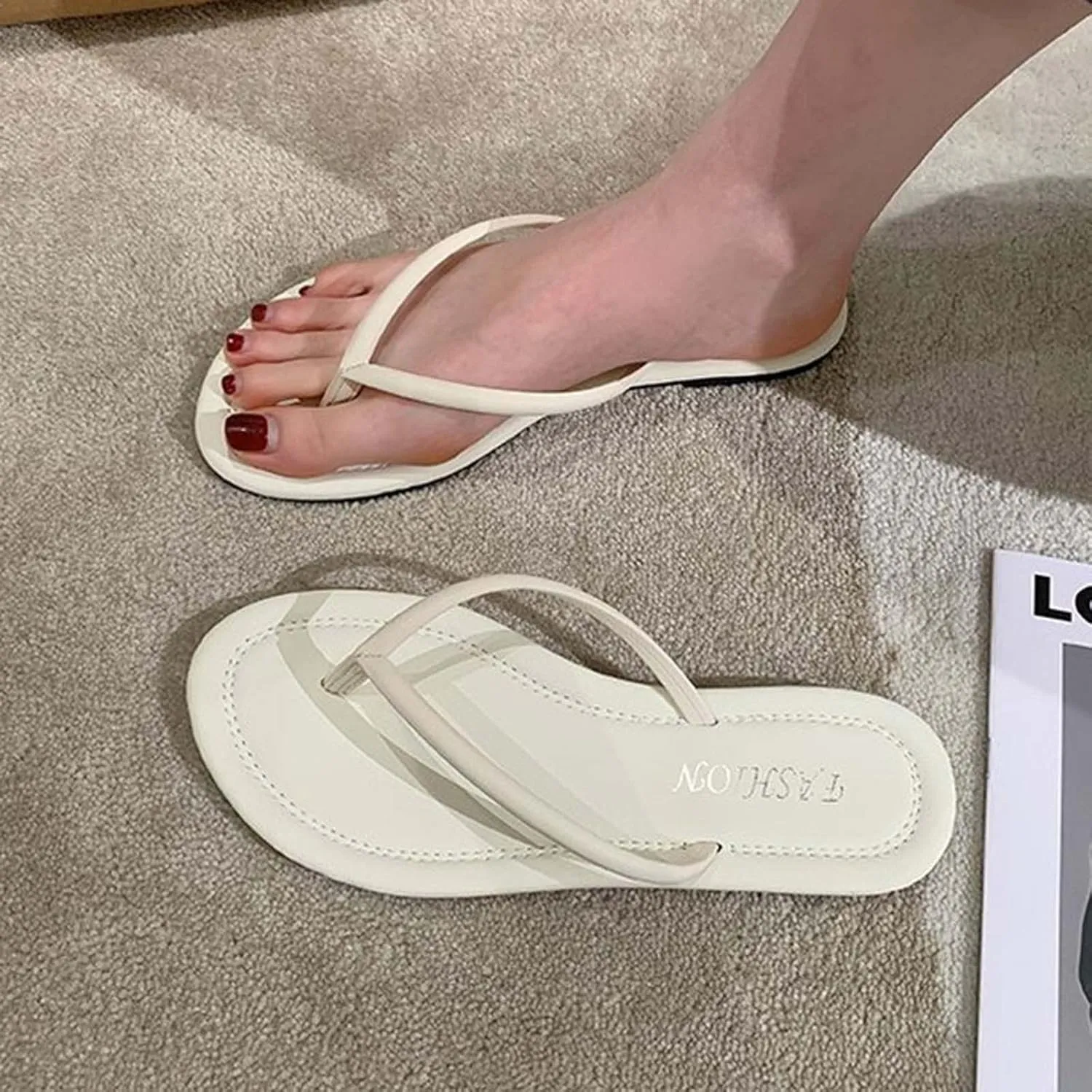 Women's Lightweight Flip Flops Backless Open Front Flip Flops Comfortable Arch Support Comfy Ladies Casual Shoes