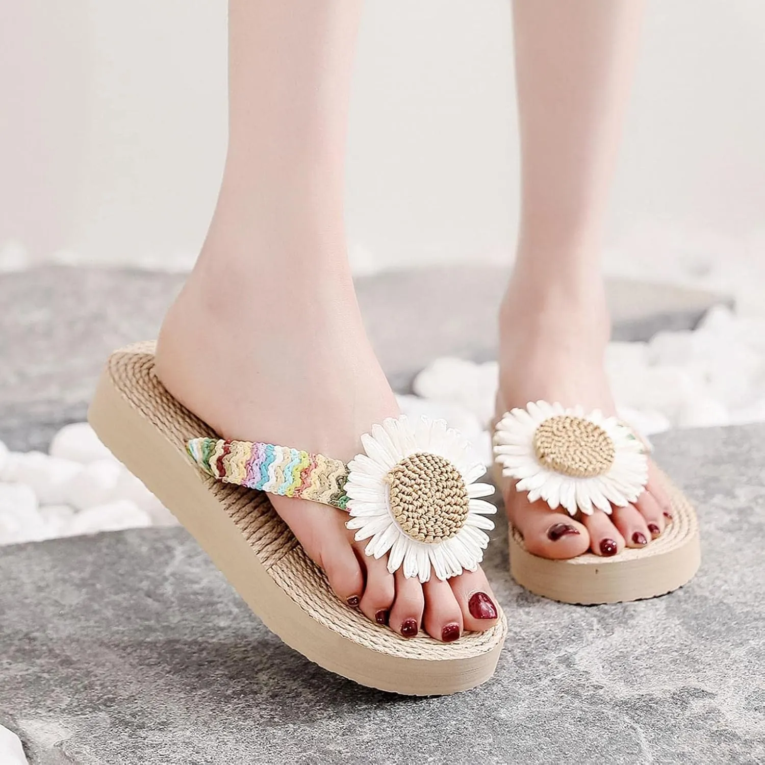 Women's Summer Non Slip Home Bathroom Slip On Flat Beach Open Toe Breathable Sandals Flip Flops Shoes Silver Flip Flops for Women Size 8
