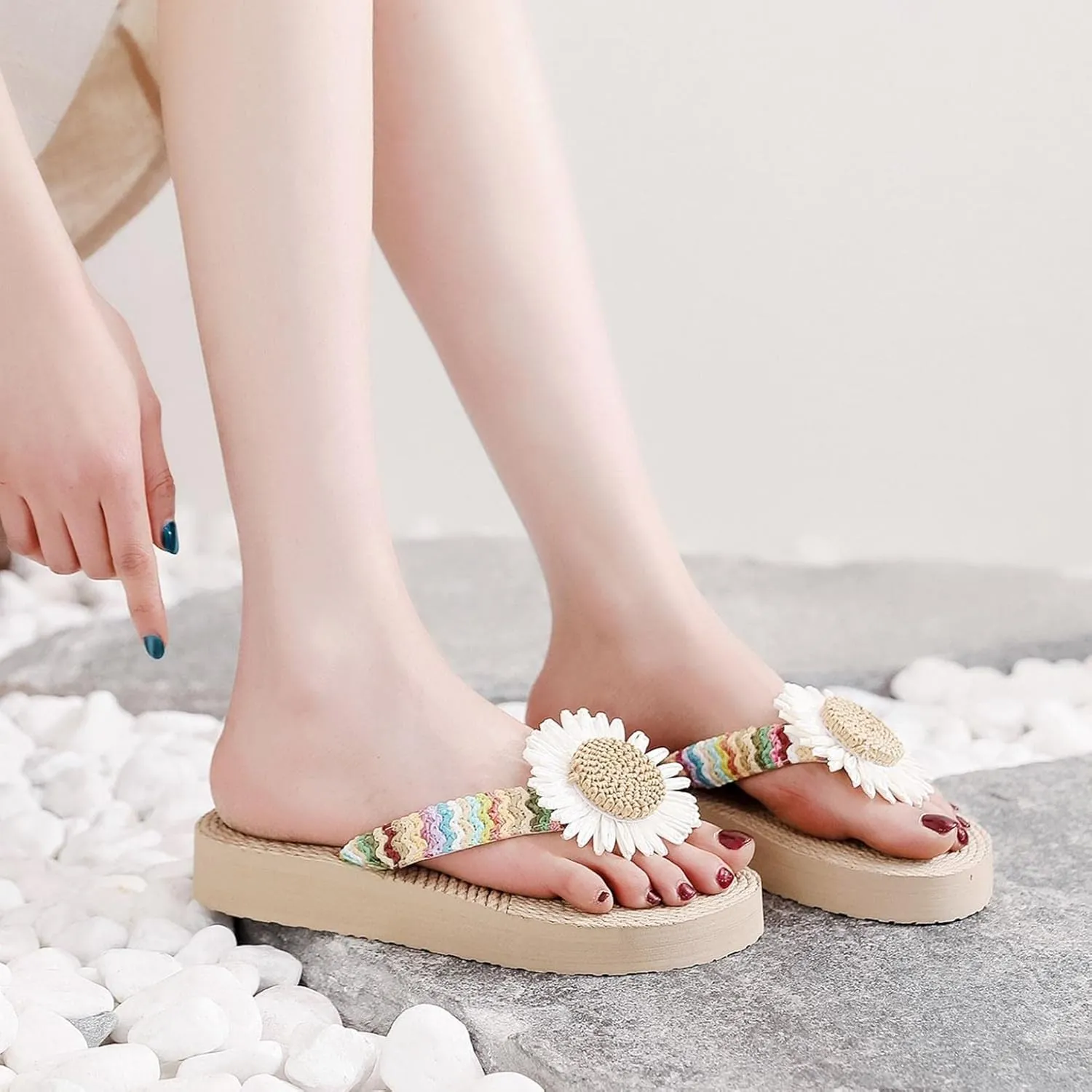 Women's Summer Non Slip Home Bathroom Slip On Flat Beach Open Toe Breathable Sandals Flip Flops Shoes Silver Flip Flops for Women Size 8