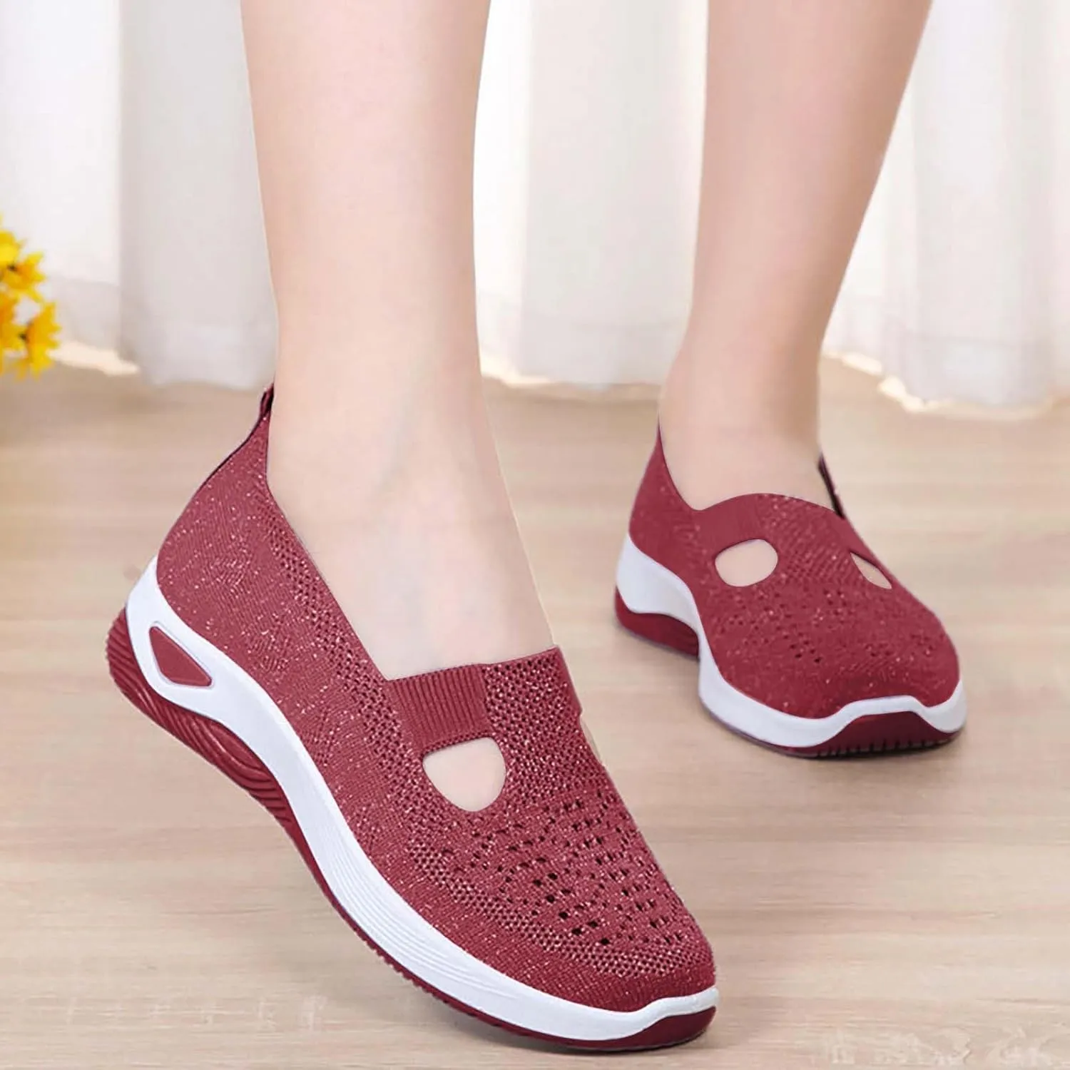 Women's Woven Orthopedic Breathable Soft Shoes Walking Shoes Women Walking Casual Tennis Shoes Fashion Sneakers 2025 Slip On Tennis Shoe Loafers Shoe