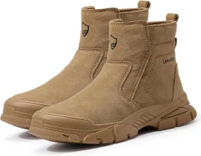 Work Boots for Men Slip On Welding Boots for Men Indestructible Steel Toe Boots Men's Steel Toe Shoes Fireproof Safety Toe Shoes Construction Boots for Welder Men's Work Shoes.