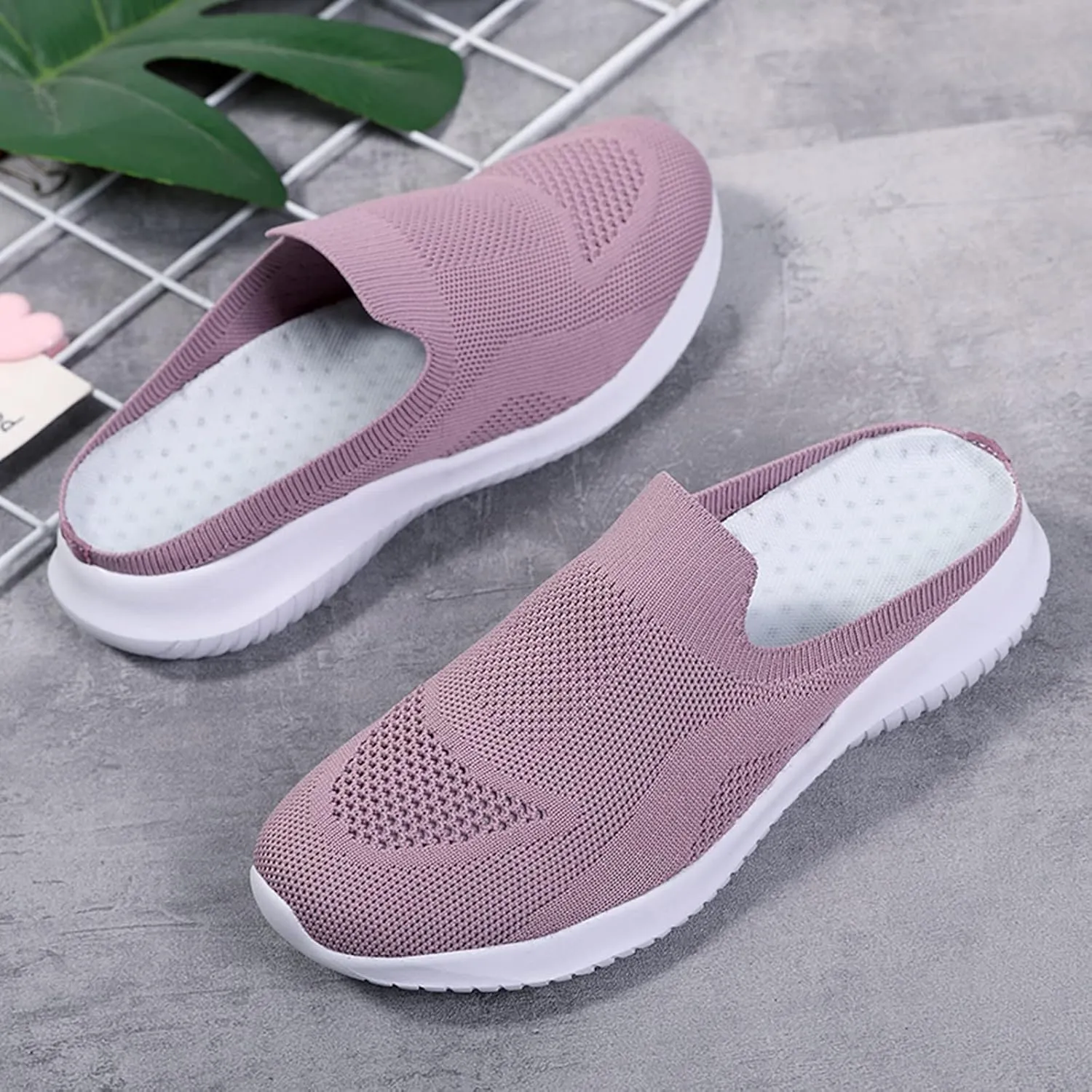 ZSpzx Women's Slip On Loafers Low Top Mesh Ballet Flat Nurse Walking Sneakers Round Toe Memory Foam Casual Boat Shoes Jogging Comfortable Closed Toe Lightweight Shoes for Daily Wear
