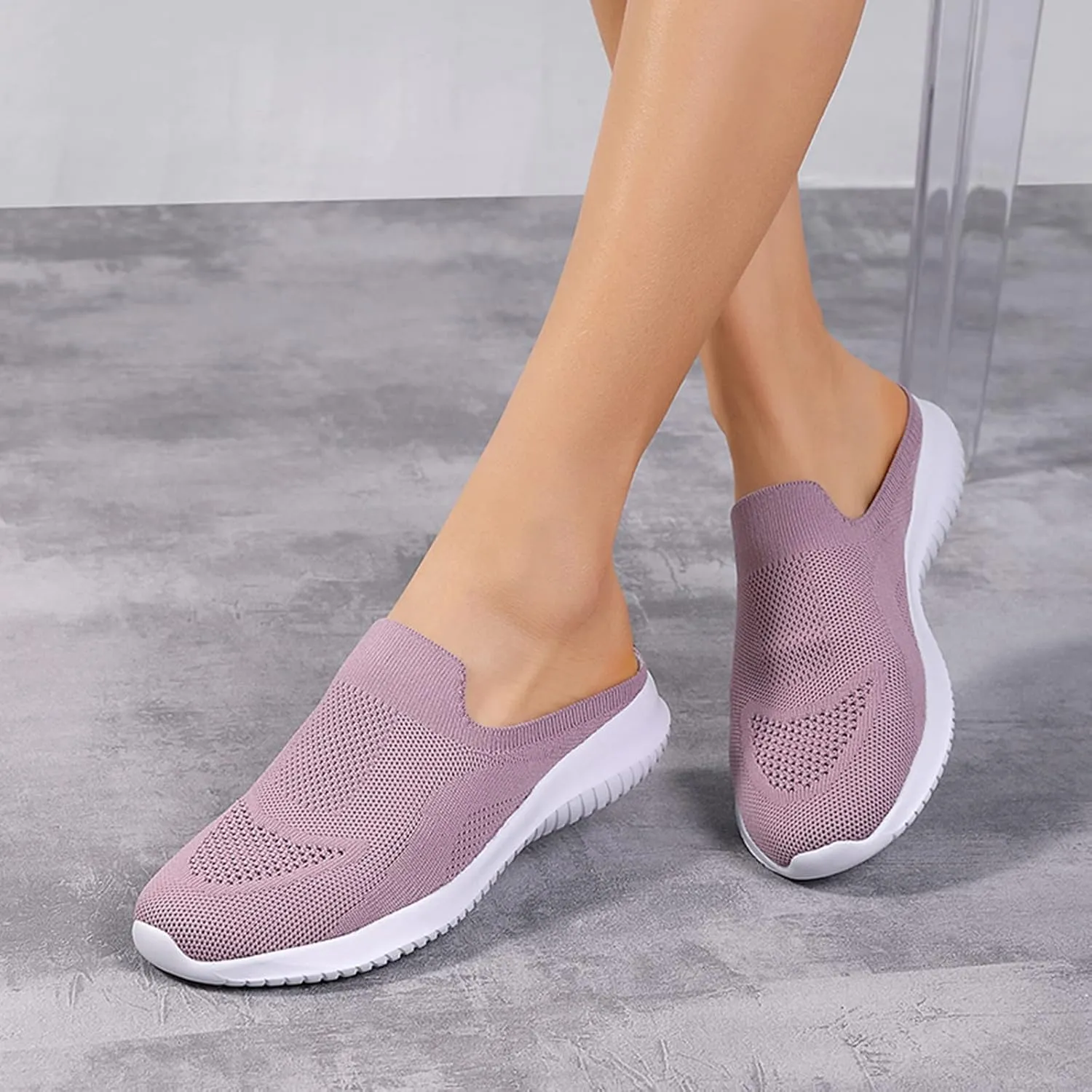 ZSpzx Women's Slip On Loafers Low Top Mesh Ballet Flat Nurse Walking Sneakers Round Toe Memory Foam Casual Boat Shoes Jogging Comfortable Closed Toe Lightweight Shoes for Daily Wear