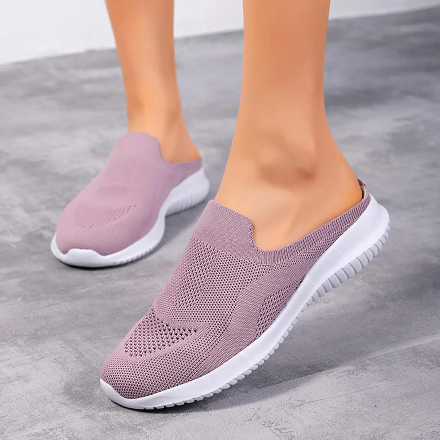 ZSpzx Women's Slip On Loafers Low Top Mesh Ballet Flat Nurse Walking Sneakers Round Toe Memory Foam Casual Boat Shoes Jogging Comfortable Closed Toe Lightweight Shoes for Daily Wear
